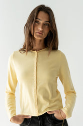 Maddy Button Up Cardigan in Yellow - FINAL SALE