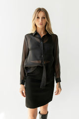 Liberty Sheer Button Up Blouse in Black - FINAL SALE