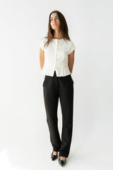 Rumi Button Front Blouse in White