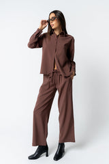 Tacie Button Up in Brown - FINAL SALE