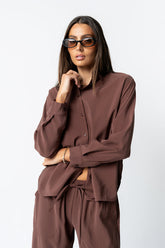Tacie Button Up in Brown - FINAL SALE