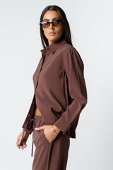 Tacie Button Up in Brown - FINAL SALE