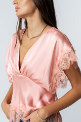 Chelsea Satin Blouse in Blush