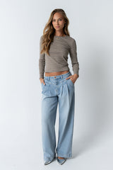 Indiana Striped Top in Beige - FINAL SALE