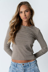 Indiana Striped Top in Beige - FINAL SALE