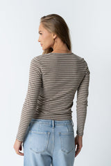 Indiana Striped Top in Beige - FINAL SALE