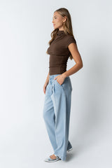 Kara Mock Neck Top in Brown