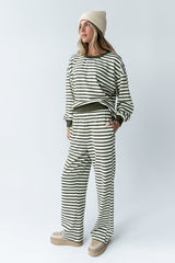 Taya Striped Wide Leg Pants in Olive - FINAL SALE