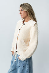 Jonah Collared Cardigan in Cream - FINAL SALE