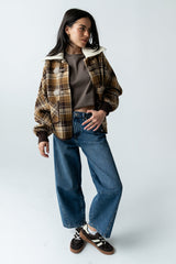 Gigi Plaid Jacket in Taupe - FINAL SALE