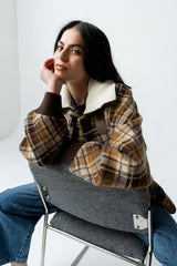 Gigi Plaid Jacket in Taupe - FINAL SALE