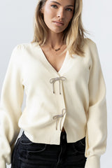 Tonya Bow Sweater in Cream - FINAL SALE