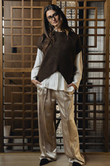 Gemma Satin Wide Leg Pants in Champagne - FINAL SALE