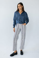 Margaret Twist Button Up in Blue - FINAL SALE