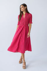 Jonas Gingham Midi Dress in Pink - FINAL SALE