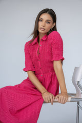 Jonas Gingham Midi Dress in Pink - FINAL SALE
