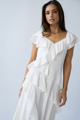 Quinton Ruffle Maxi Dress in Cream - FINAL SALE