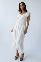 Quinton Ruffle Maxi Dress in Cream - FINAL SALE