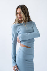 Bonnie Polka Dot Top in Blue - FINAL SALE