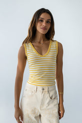 Kylen Striped Tank Top in Yellow