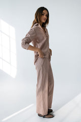 Hailey Striped Button Up in Mauve - FINAL SALE