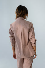 Hailey Striped Button Up in Mauve - FINAL SALE