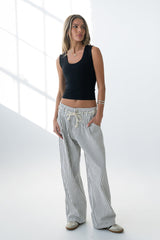 Becky Striped Wide Leg Jeans in White - FINAL SALE