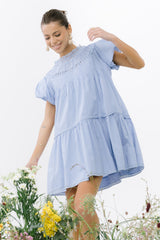 Toby Pleated Baby Doll Dress in Blue - FINAL SALE