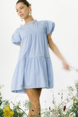 Toby Pleated Baby Doll Dress in Blue - FINAL SALE