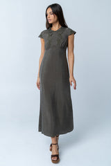 Tammy Embroidered Maxi Dress in Olive - FINAL SALE