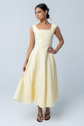 Colin Midi Dress in Butter Yellow - FINAL SALE