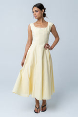 Colin Midi Dress in Butter Yellow - FINAL SALE