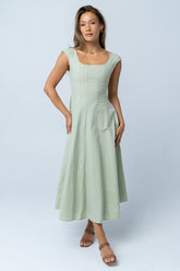 Colin Midi Dress in Sage - FINAL SALE