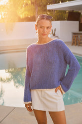 Ariel Contrast Sweater in Blue - FINAL SALE