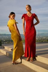 Kimmie Maxi Dress in Red-Brown