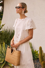 Molly Embroidered Top in White