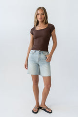Freya Ribbed Top in Brown - FINAL SALE