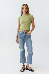 Martha Boatneck Top in Green - FINAL SALE