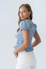 Ruth Smocked Top in Blue