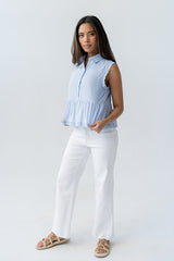 Julian Collared Blouse in Blue