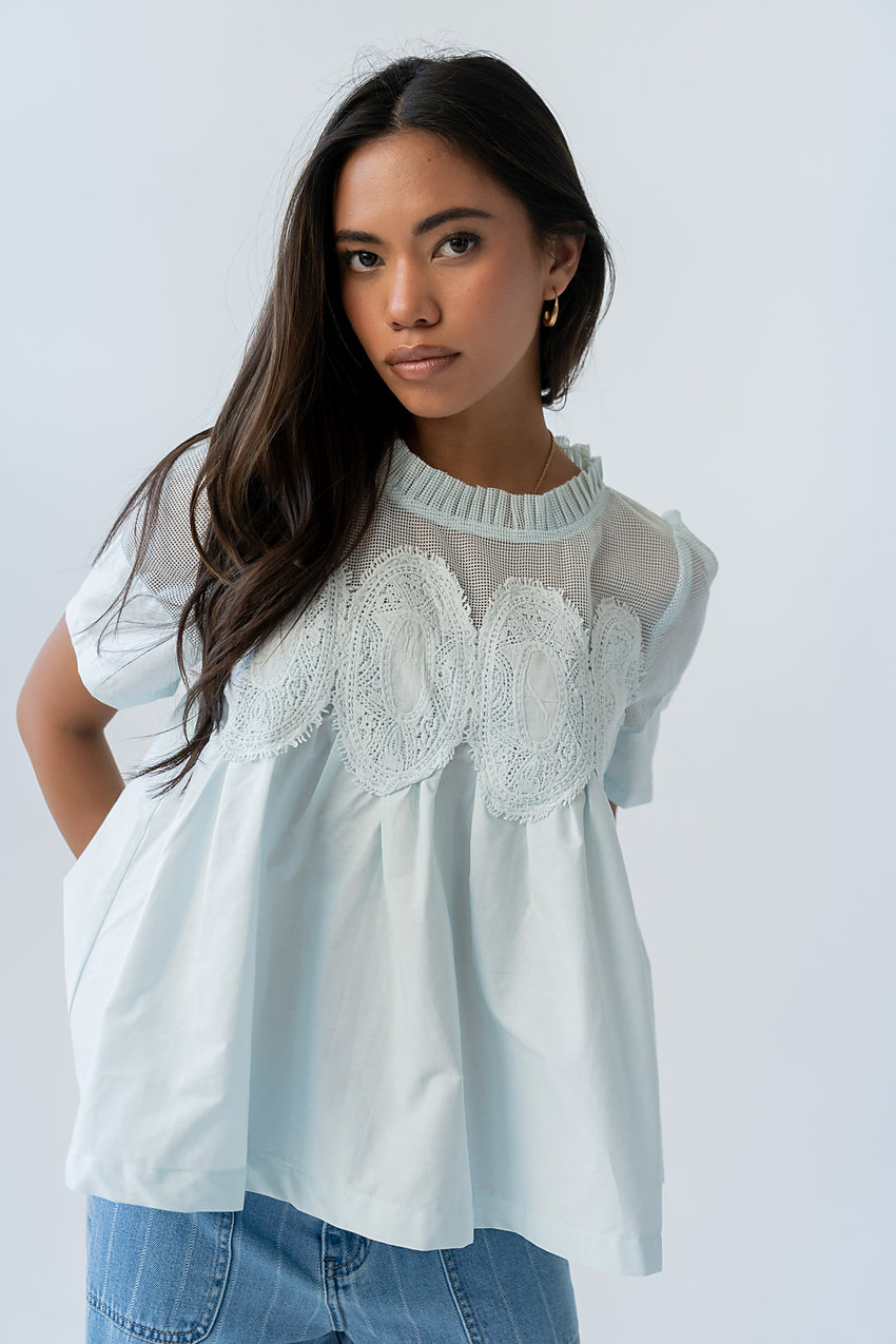 Estelle Mesh Top in Light Blue