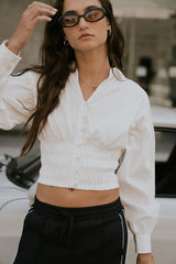 Yena Smocked Blouse in White - FINAL SALE