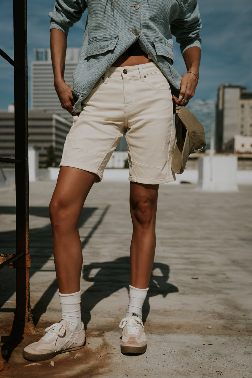 Layla Denim Shorts in Cream - FINAL SALE