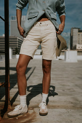 Layla Denim Shorts in Cream - FINAL SALE
