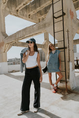 Emily Striped Wide Leg Pants in Navy - FINAL SALE