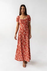 Camden Floral Maxi Dress in Rust