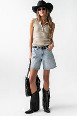 Lina Pointelle Knit Tank in Beige - FINAL SALE