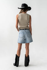 Lina Pointelle Knit Tank in Beige - FINAL SALE