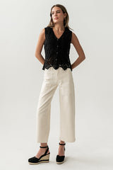 Vicky Crochet Vest in Black - FINAL SALE