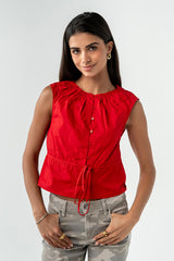 Tamika Ruched Top in Red - FINAL SALE